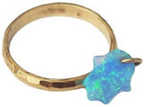 Anel dourado com Hamsa de opalit