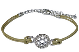 Pulseira de couro com Estrela de David e zircônias