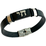 Pulseira preta com placa Chai