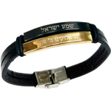 Pulseira de couro com placa dupla Shemá Israel