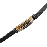 Pulseira de couro com placa dupla e a Bênção Sacerdotal