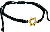 Pulseira de fio preto trançado com Estrela de David