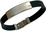 Pulseira preta com placa de aço Israel