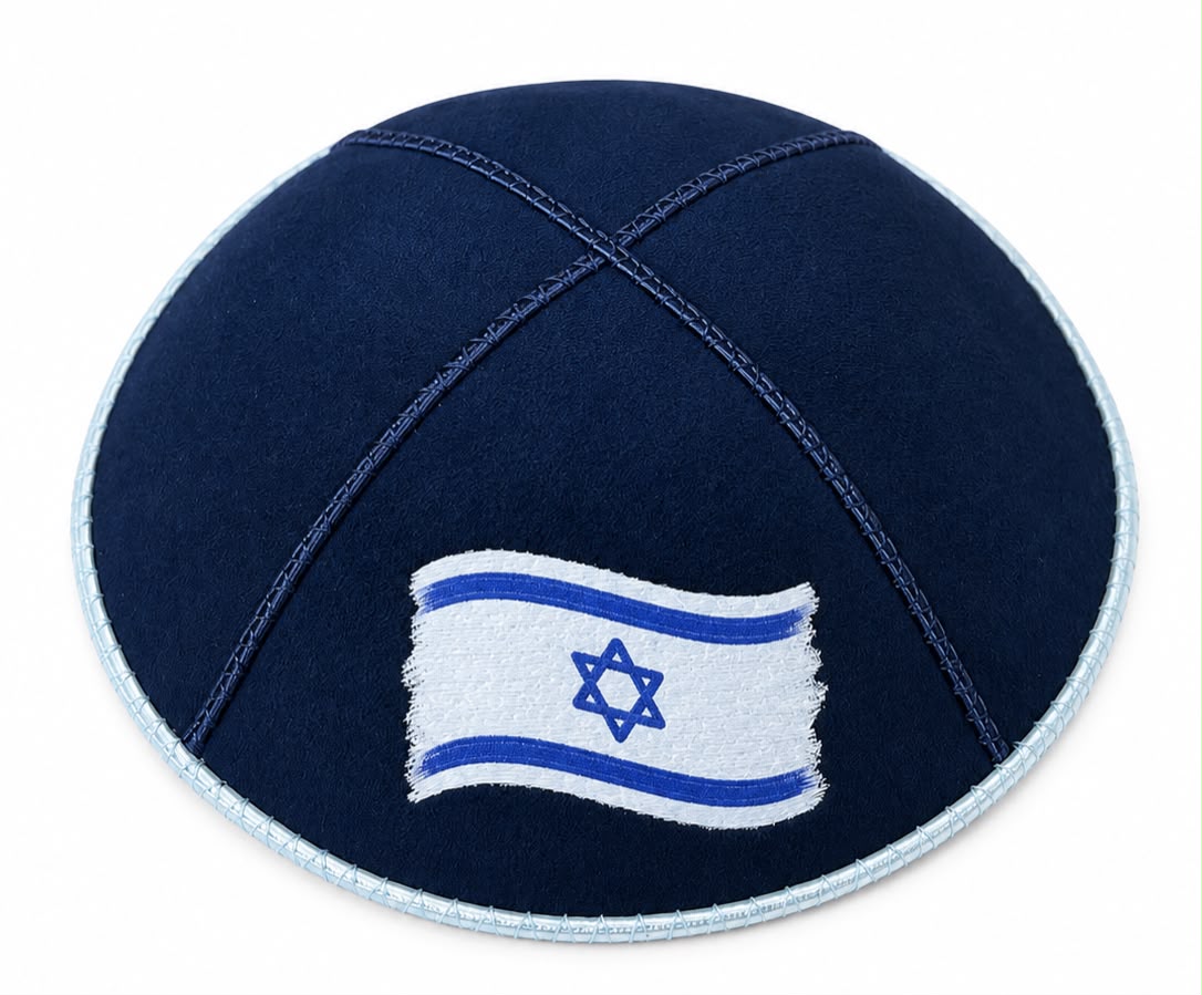 Kipá de camurça com bandeira de Israel