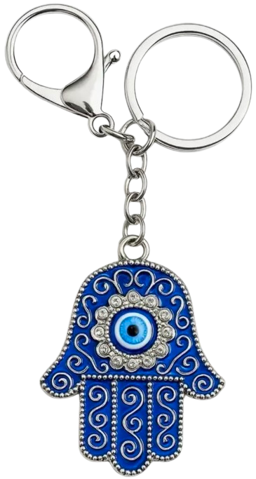 Chaveiro Hamsa azul com pedrinhas