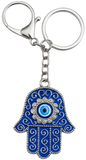 Chaveiro Hamsa azul com pedrinhas