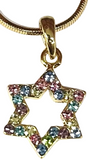 Corrente e pingente Estrela de David com zircônias coloridas