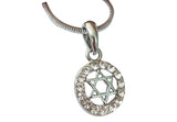Corrente e pingente redondo Estrela de David com zircônias transparentes