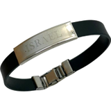 Pulseira preta com placa de aço Israel