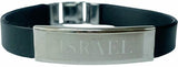 Pulseira preta com placa de aço Israel