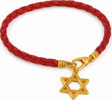Pulseira de fio vermelho com pingente Estrela de David