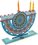 Chanukiá colorida mandala e flores (DJ)