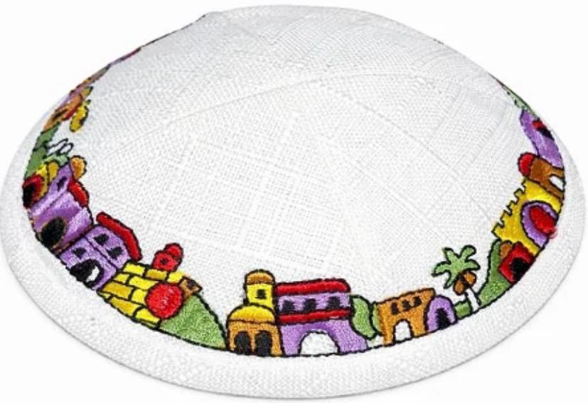 kipá de algodão infantil Jerusalém