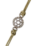 Pulseira de couro com Estrela de David e zircônias