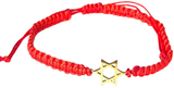 Pulseira de fio vermelho trançado com Estrela de David